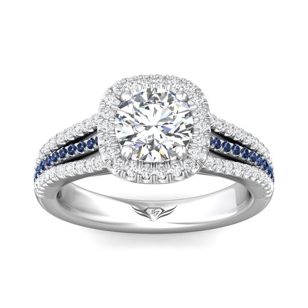 Platinum FlyerFit Micropave Halo Engagement Ring Image 2 Becky Beauchine Kulka Diamonds and Fine Jewelry Okemos, MI