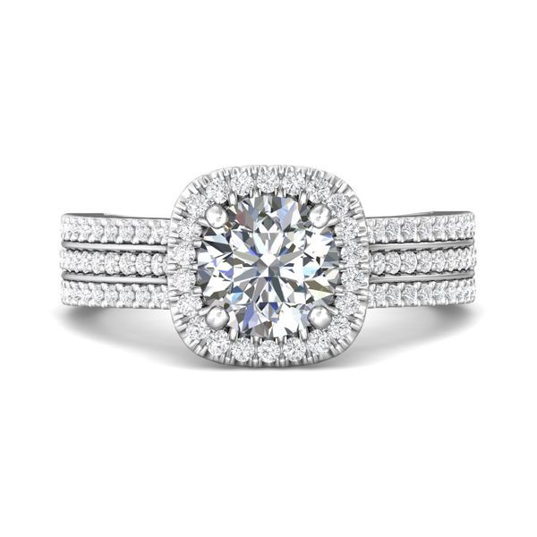 Flyerfit Micropave Halo 18K White Gold Engagement Ring H-I SI1 Grogan Jewelers Florence, AL