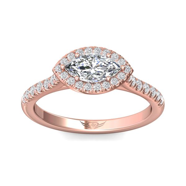 FlyerFit Micropave Halo 18K Pink Gold Engagement Ring  Image 2 Grogan Jewelers Florence, AL