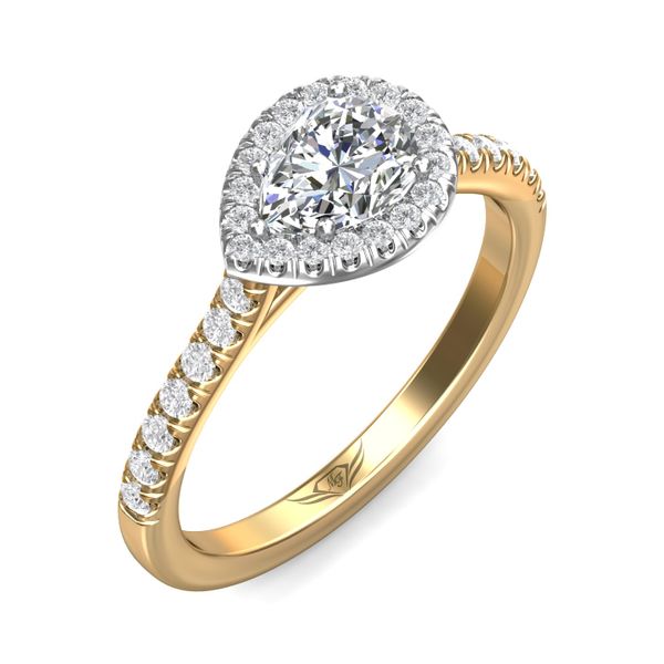 FlyerFit Micropave Halo 18K Yellow Gold Shank And White Gold Top Engagement Ring  Image 5 Grogan Jewelers Florence, AL
