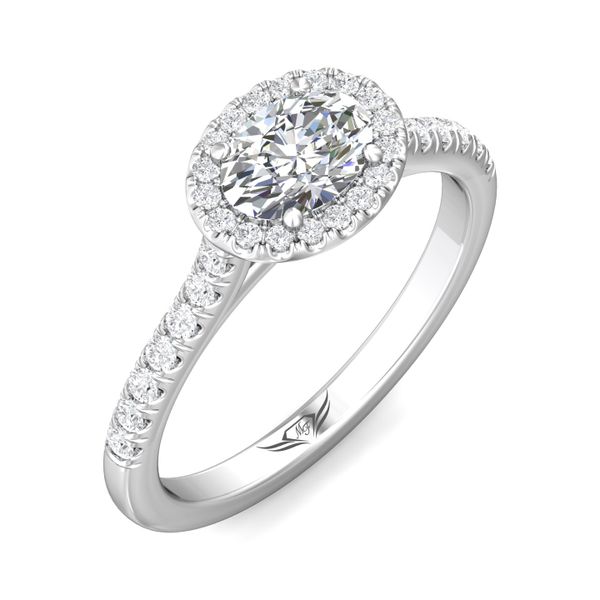 FlyerFit Micropave Halo 18K White Gold Engagement Ring  Image 5 Grogan Jewelers Florence, AL