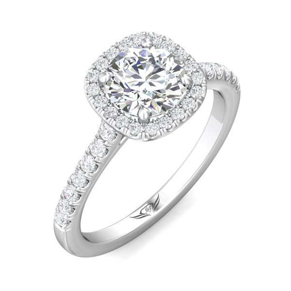 Platinum FlyerFit Micropave Halo Engagement Ring Image 5 Valentine's Fine Jewelry Dallas, PA