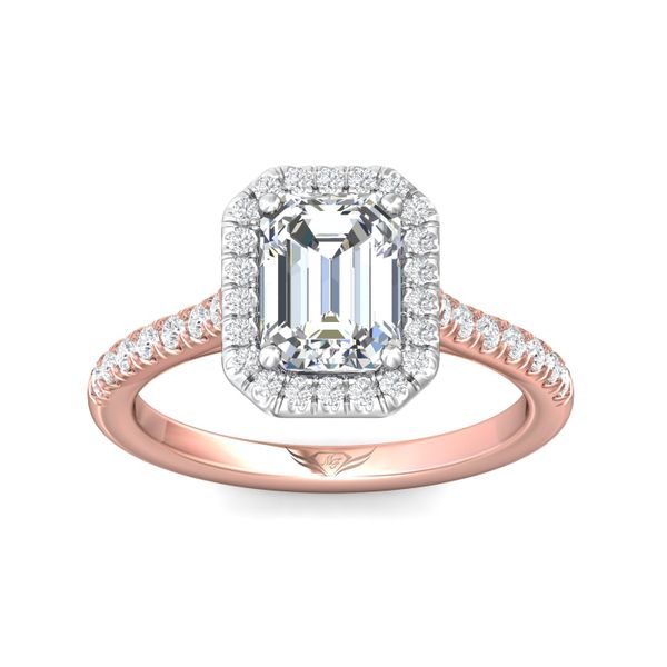 FlyerFit Micropave Halo 18K Pink Gold Shank And White Gold Top Engagement Ring G-H VS2-SI1 Image 2 Meyers Jewelers Grove City, OH