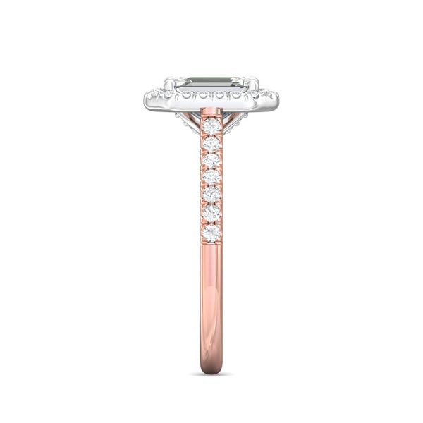 FlyerFit Micropave Halo 18K Pink Gold Shank And White Gold Top Engagement Ring G-H VS2-SI1 Image 4 Meyers Jewelers Grove City, OH