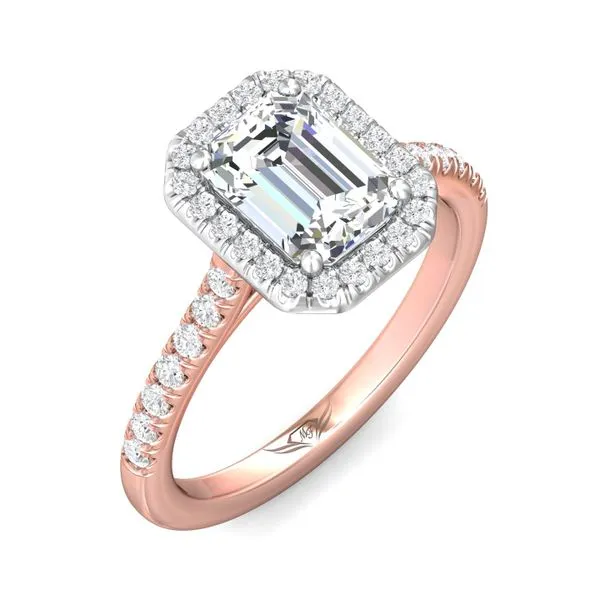 FlyerFit Micropave Halo 18K Pink Gold Shank And White Gold Top Engagement Ring G-H VS2-SI1 Image 5 Meyers Jewelers Grove City, OH