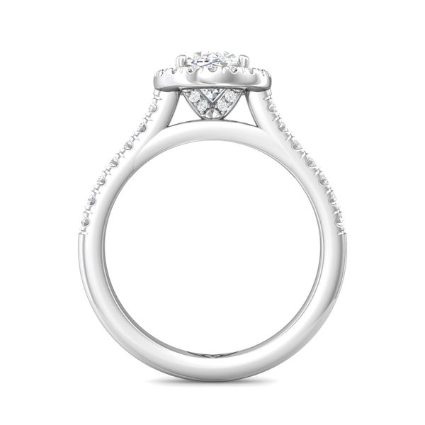 FlyerFit Micropave Halo 18K White Gold Engagement Ring  Image 3 Grogan Jewelers Florence, AL