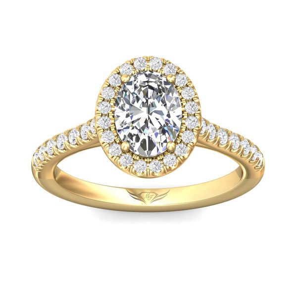 FlyerFit Micropave Halo 18K Yellow Gold Engagement Ring  Image 2 Grogan Jewelers Florence, AL