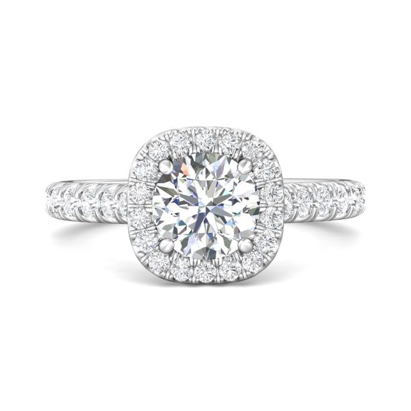 Platinum FlyerFit Micropave Halo Engagement Ring Valentine's Fine Jewelry Dallas, PA
