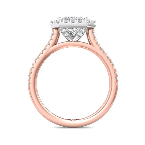 FlyerFit Micropave Halo 14K Pink Gold Shank And White Gold Top Engagement Ring G-H VS2-SI1 Image 3 Meyers Jewelers Grove City, OH