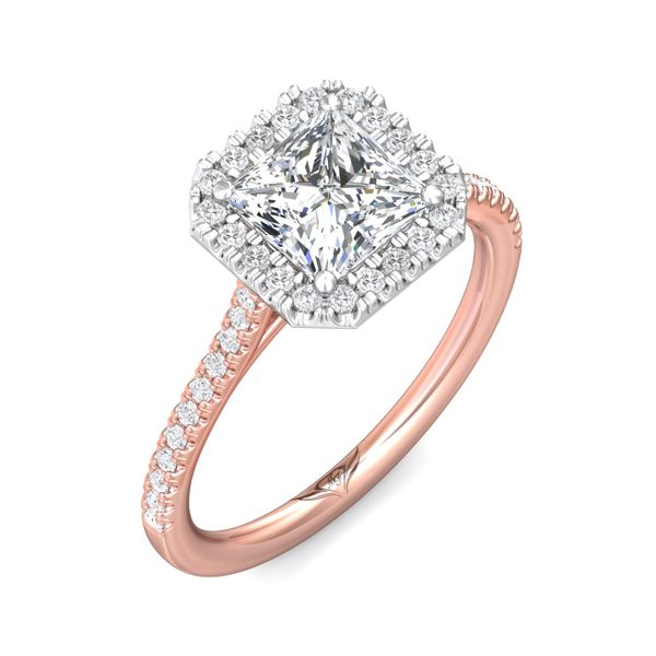FlyerFit Micropave Halo 14K Pink Gold Shank And White Gold Top Engagement Ring G-H VS2-SI1 Image 5 Meyers Jewelers Grove City, OH