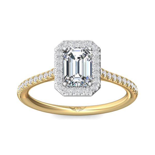 FlyerFit Micropave Halo 18K Yellow Gold Shank And White Gold Top Engagement Ring  Image 2 Grogan Jewelers Florence, AL