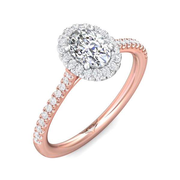 FlyerFit Micropave Halo 18K Pink Gold Shank And White Gold Top Engagement Ring  Image 5 Grogan Jewelers Florence, AL