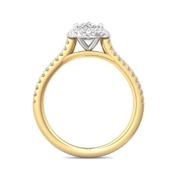 FlyerFit Micropave Halo 18K Yellow Gold Shank And White Gold Top Engagement Ring  Image 3 Grogan Jewelers Florence, AL
