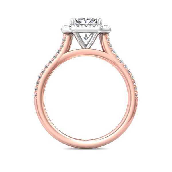 Flyerfit Micropave Halo 14K Pink Gold Shank And White Gold Top Engagement Ring H-I SI1 Image 3 Wesche Jewelers Melbourne, FL