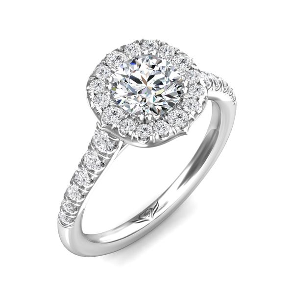 Platinum FlyerFit Micropave Halo Engagement Ring Image 5 Becky Beauchine Kulka Diamonds and Fine Jewelry Okemos, MI