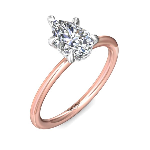 FlyerFit Solitaire 18K Pink Gold Shank And White Gold Top Engagement Ring  Image 5 Wesche Jewelers Melbourne, FL