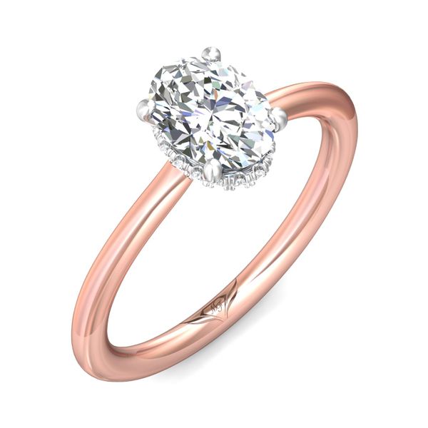 FlyerFit Solitaire 18K Pink Gold Shank And White Gold Top Engagement Ring  Image 5 Becky Beauchine Kulka Diamonds and Fine Jewelry Okemos, MI