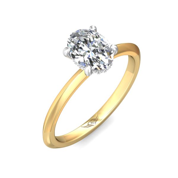 FlyerFit Solitaire 18K Yellow Gold Shank And White Gold Top Engagement Ring  Image 5 Becky Beauchine Kulka Diamonds and Fine Jewelry Okemos, MI