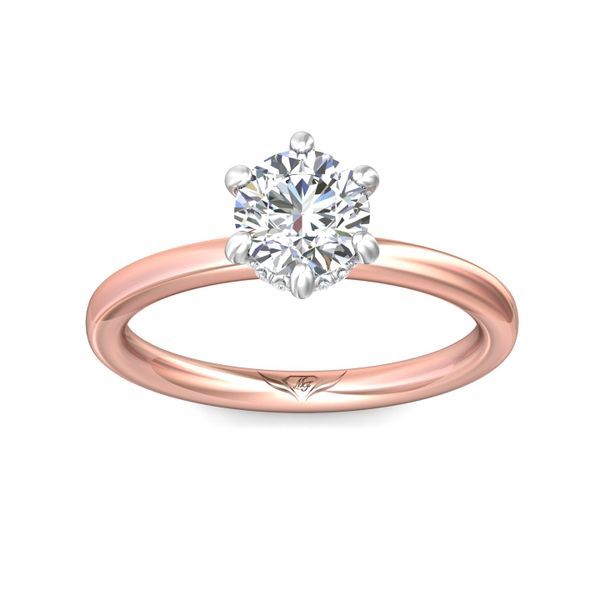FlyerFit Solitaire 14K Pink Gold Shank And White Gold Top Engagement Ring  Image 2 Becky Beauchine Kulka Diamonds and Fine Jewelry Okemos, MI