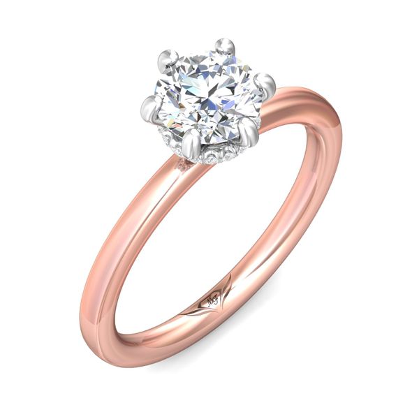 FlyerFit Solitaire 18K Pink Gold Shank And White Gold Top Engagement Ring  Image 5 Becky Beauchine Kulka Diamonds and Fine Jewelry Okemos, MI
