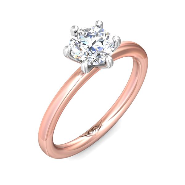 Flyerfit Solitaire 14K Pink Gold Shank And White Gold Top Engagement Ring Image 5 Wesche Jewelers Melbourne, FL
