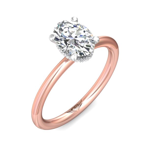 FlyerFit Solitaire 14K Pink Gold Shank And White Gold Top Engagement Ring  Image 5 Becky Beauchine Kulka Diamonds and Fine Jewelry Okemos, MI