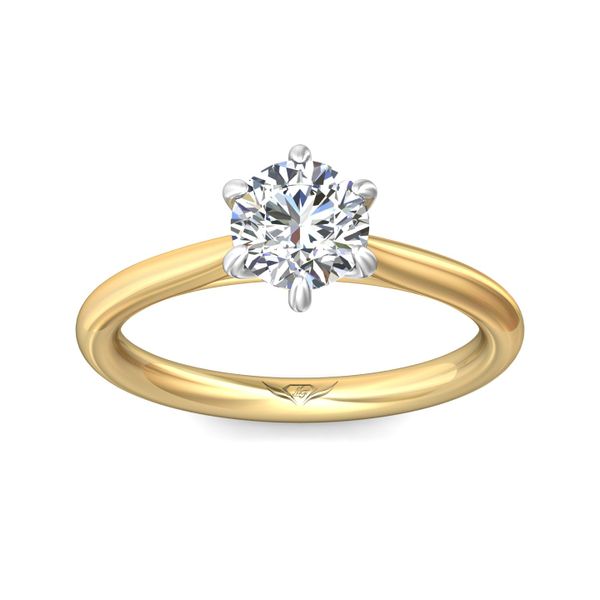 Flyerfit Solitaire 18K Yellow Gold Shank And Platinum Top Engagement Ring Image 2 Wesche Jewelers Melbourne, FL