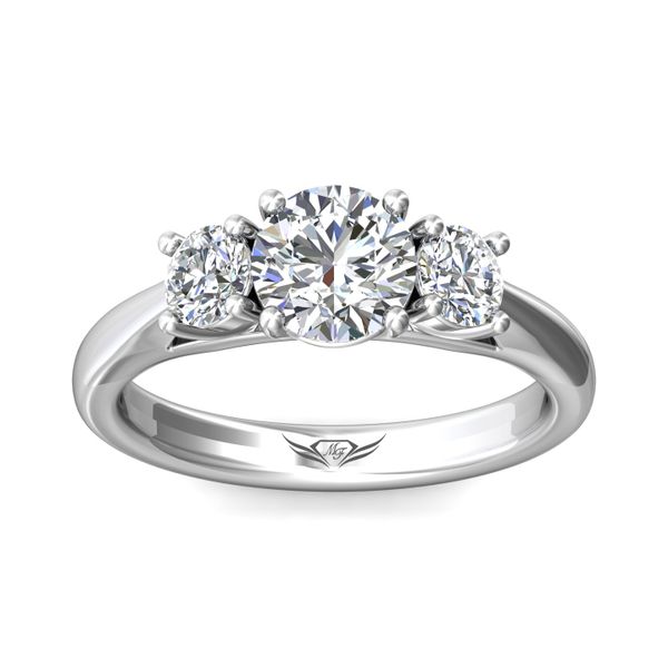 Flyerfit Three Stone 14K White Gold Engagement Ring Image 2 Wesche Jewelers Melbourne, FL