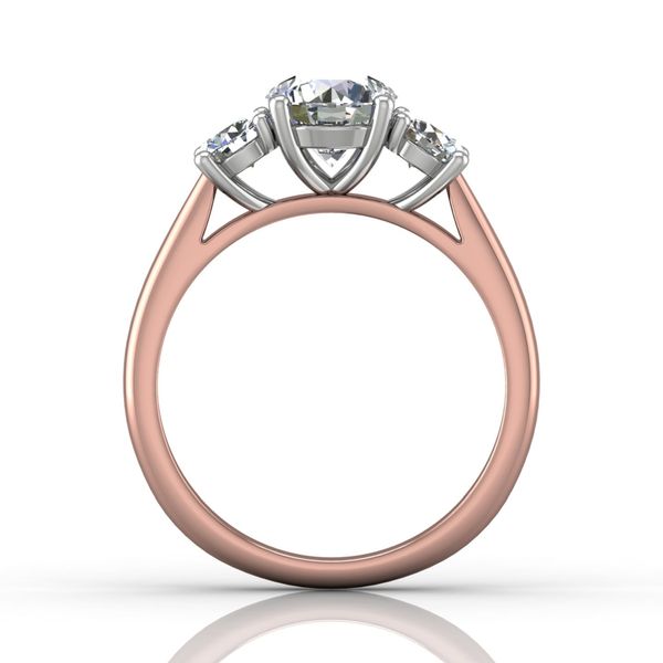 Flyerfit Three Stone 18K Pink Gold Shank And White Gold Top Engagement Ring Image 3 Grogan Jewelers Florence, AL
