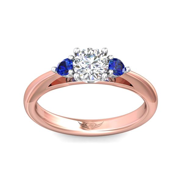 Flyerfit Three Stone 14K Pink Gold Shank And White Gold Top Engagement Ring Image 2 Becky Beauchine Kulka Diamonds and Fine Jewelry Okemos, MI