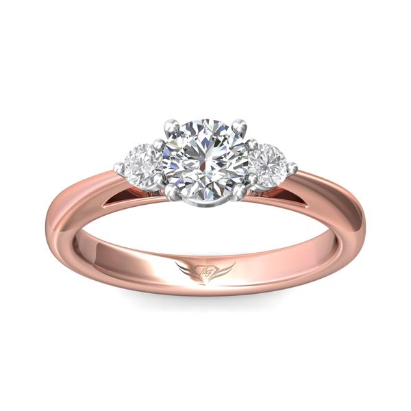 FlyerFit Three Stone 14K Pink Gold Shank And White Gold Top Engagement Ring  Image 2 Becky Beauchine Kulka Diamonds and Fine Jewelry Okemos, MI