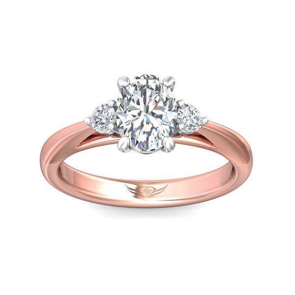 FlyerFit Three Stone 14K Pink Gold Shank And White Gold Top Engagement Ring  Image 2 Christopher's Fine Jewelry Pawleys Island, SC