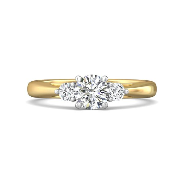 Flyerfit Three Stone 18K Yellow Gold Shank And White Gold To