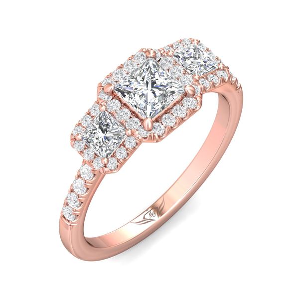 FlyerFit Three Stone 14K Pink Gold Engagement Ring  Image 5 Grogan Jewelers Florence, AL