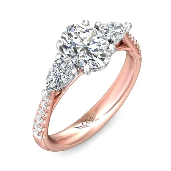 Flyerfit Three Stone 14K Pink Gold Shank And White Gold Top