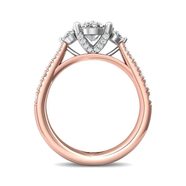 Flyerfit Three Stone 14K Pink Gold Shank And White Gold Top