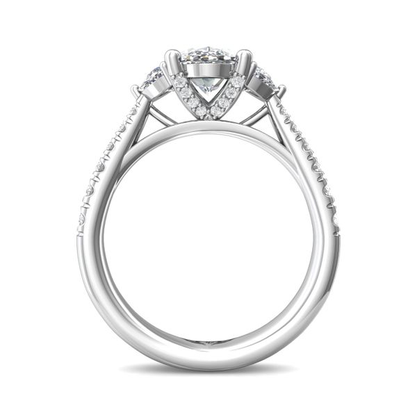18K White Gold FlyerFit Three Stone Engagement Ring Image 3 Cornell's Jewelers Rochester, NY