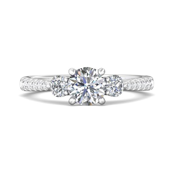 18K White Gold FlyerFit Three Stone Engagement Ring Becky Beauchine Kulka Diamonds and Fine Jewelry Okemos, MI