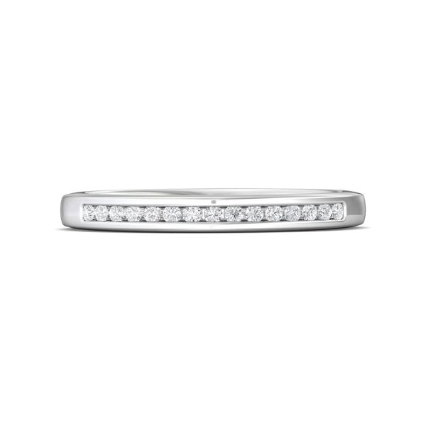 FlyerFit Channel/Shared Prong 18K White Gold Wedding Band  Wesche Jewelers Melbourne, FL