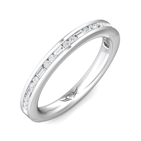 FlyerFit Channel/Shared Prong 14K White Gold Wedding Band  Image 5 Wesche Jewelers Melbourne, FL