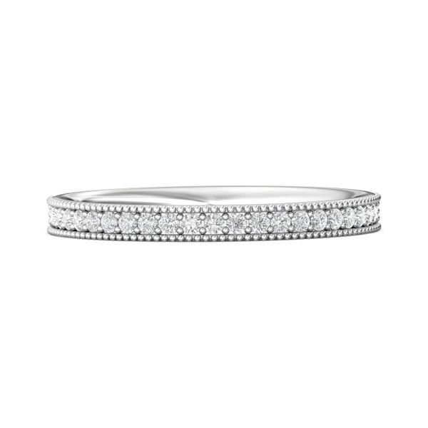 18K White Gold FlyerFit Micropave Bead Set Wedding Band Cornell's Jewelers Rochester, NY