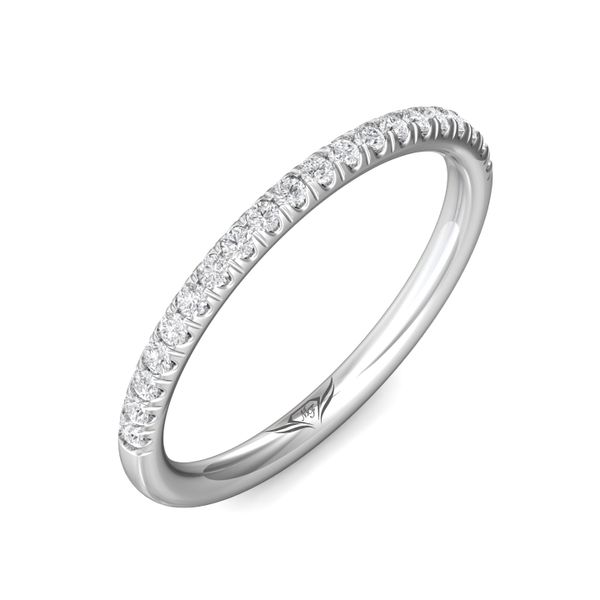 18K White Gold FlyerFit Micropave Cutdown Wedding Band Image 5 Cornell's Jewelers Rochester, NY