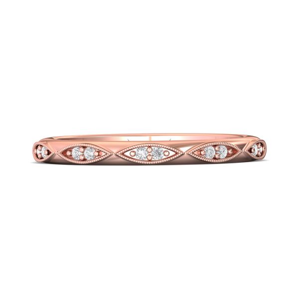 FlyerFit Micropave 18K Pink Gold Wedding Band  Wesche Jewelers Melbourne, FL