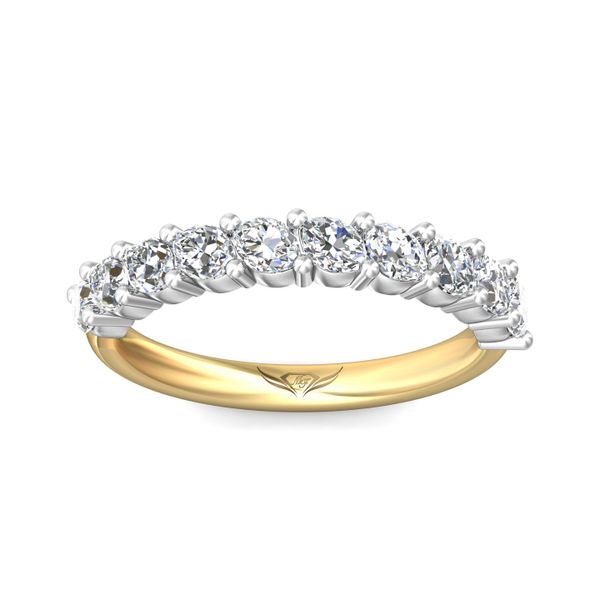 Flyerfit Channel/Shared Prong 14K Yellow Gold Shank And Platinum Top Wedding Band G-H VS2-SI1 Image 2 Valentine's Fine Jewelry Dallas, PA
