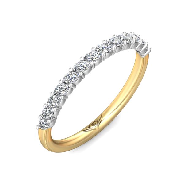 Flyerfit Channel/Shared Prong 14K Yellow Gold Shank And Platinum Top Wedding Band G-H VS2-SI1 Image 5 Valentine's Fine Jewelry Dallas, PA