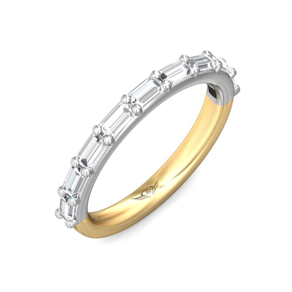 Flyerfit Channel/Shared Prong 18K Yellow Gold Shank And Platinum Top Wedding Band G-H VS2-SI1 Image 5 Grogan Jewelers Florence, AL
