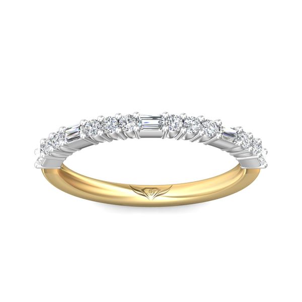 FlyerFit Channel/Shared Prong 18K Yellow Gold Shank And White Gold Top Wedding Band  Image 2 Wesche Jewelers Melbourne, FL