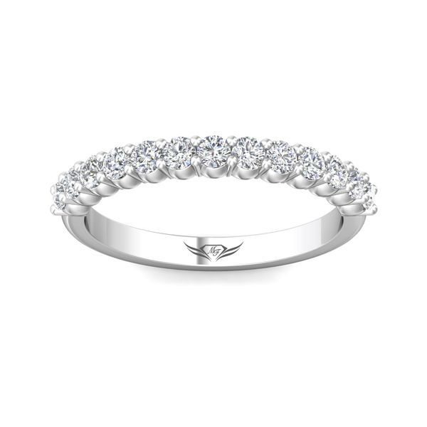 Platinum FlyerFit Shared Prong Wedding Band Image 2 Becky Beauchine Kulka Diamonds and Fine Jewelry Okemos, MI