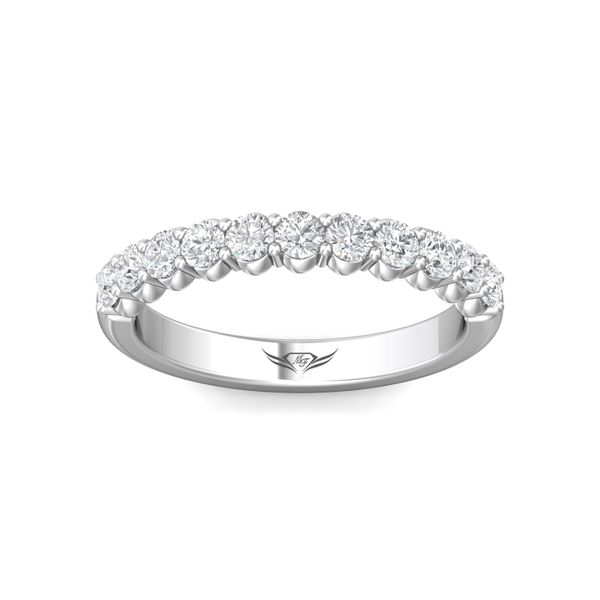 Platinum FlyerFit Shared Prong Wedding Band Image 2 Becky Beauchine Kulka Diamonds and Fine Jewelry Okemos, MI