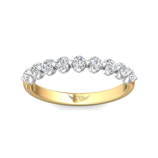 Flyerfit Channel/Shared Prong 18K Yellow Gold Shank And White Gold Top Wedding Band H-I SI2 Image 2 Grogan Jewelers Florence, AL